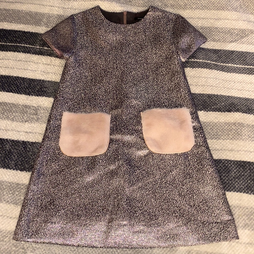 Imoga silver dress with fluffy pockets